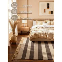 HANSE HOME Playa natur, weiß, schwarz, B:200cm H:6mm L:300cm, Jute, Teppiche, Teppich, Jute, Handgemacht, Naturteppich, Wohnzimmer, Läufer, Fransen