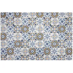 Küchenläufer FRIEDOLA "VINTAGE, Made in Germany", blau (blau, beige), B:40cm H:3mm L:65cm, Polyester, Teppiche, Läufermatte aus Vinyl, Fliesen Design, Ornamente, abwischbar, Küche