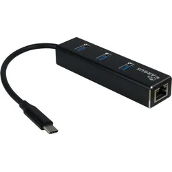 Inter-Tech USB-C HUB 3Port Argus IT-410 1x RJ45 Gigabit Lan passiv Black