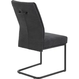 HELA Tische Hela 4er Set Esszimmerstuhl, Schwingstuhl, XL-Stuhl Dagmar, Cordstoff Breitcord Anthrazit, Metallgestell Schwarz, Federkorb, Griff