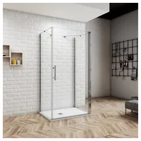 duschspa Komplettdusche 185cm ESG Duschkabine Drehtür Schwingtür Pendeltür Duschtür Glastür, BxT: 76x80 cm, Einscheibensicherheitsglas, Sicherheitsglas, Set, ebenerdiger Einbau möglich 76 cm x 80 cm