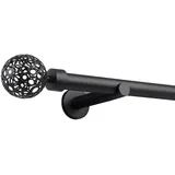 deco-raum Gardinenstange nach Maß 1-Lauf Kugel Ø 25mm Schwarz, 60cm