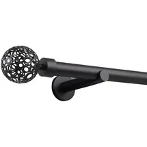 deco-raum Gardinenstange nach Maß 1-Lauf Kugel Ø 25mm Schwarz, 60cm