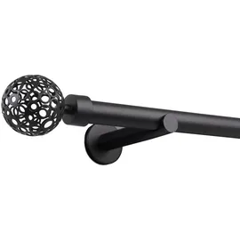 deco-raum Gardinenstange nach Maß 1-Lauf Kugel Ø 25mm Schwarz, 60cm