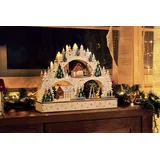 ITO Electronics Schwibbogen LED Lichterbogen Holz mit Motor + Pyramide + 7 Kerzen Timer Advent