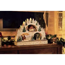 ITO Electronics Schwibbogen LED Lichterbogen Holz mit Motor + Pyramide + 7 Kerzen Timer Advent