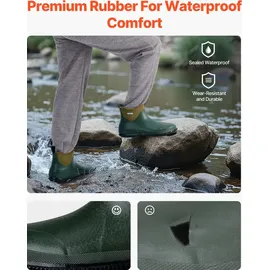 Vevor Knöchelstiefel, Regenstiefel, rutschfeste Gummistiefel mit Knöchelriemen, Schutzschuh, isolierte Schlammstiefel, ideal zum Wandern, Angeln, Jagen oder für die Gartenarbeit, Größe 11 US