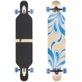 Flex3 bis 68kg - Camber Longboard (Flex3 bis 68kg, blau Blume LED - Ahornholz)