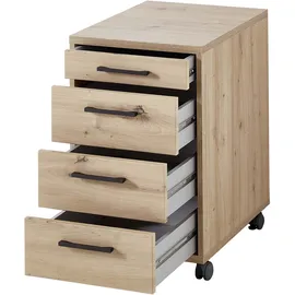 Innostyle Stella Trading INNO4HOME Rollcontainer Schreibtisch, Artisan Eiche Optik - Mobiler Schubladenschrank Büroschrank mit 4 Schubladen passend zum Schreibtisch - 43 x 68 x 55 cm (B/H/T)