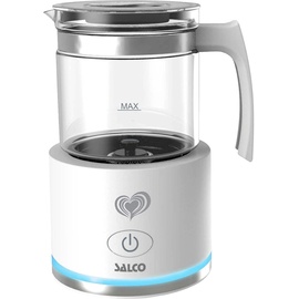 Salco Induktions- Glas-Milchaufschäumer SMI-600, für kalt und warm, weiß, perfekter Milchschaum, Cappuccino, Latte Macchiato, Eiskaffee