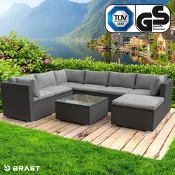 Rattan Gartenlounge Set LUXUS schwarz