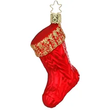 Inge-Glas Manufaktur Christbaumschmuck Christbaumhänger Inge-Glas mit Sternenkrönchen, handbemalt und mundgeblasen, Weihnachtssocke, 10 cm