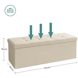 Songmics Sitzbank Truhenbank Beige 110 x 38 x 38 cm