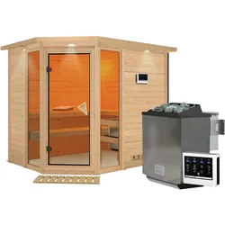 Karibu Sauna Sinai 3-9 kW Bioofen-Steuergerät-inkl. Dachkranz inkl. 8-teiligem gratis Zubehörpaket (Gesamtwert 191,92€)