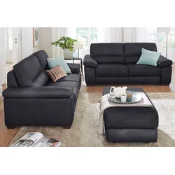 Polstergarnitur CALIA ITALIA "Gaia, hochwertige Garnitur aus 2-Sitzer & 3-Sitzer im edlen Design", schwarz, Luxus-Microfaser GINEVRA, Luxus-Microfaser Ginevra (100% Polyester), Sitzmöbel-Sets, aus pflegeleichtem Luxus-Microfaser Ginevra Hydro Care