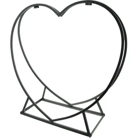Frank Flechtwaren Kaminholzregal Herz Holz Metall 55 x 18 x 54 cm Schwarz