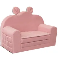 HOBBYGARDEN Kinder Sofa, Schlafsofa, Couch, Kindersessel, Sessel, Sofa, Kindercouch, Kinderzimmer, Ausklappbar, Schaumstoff Möbel, 71x35/91x48 cm, Rosa