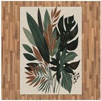 Teppich Flachgewebe Deko-Teppiche für das Wohn-,Schlaf-, und Essenszimmer, Abakuhaus, rechteckig, Monstera Tropische Blätter ein Tanz der Natur grün 160 cm x 230 cm