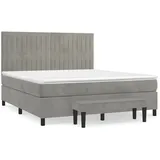 vidaXL Boxspringbett mit Matratze Hellgrau 180x200 cm Samt1350812