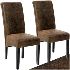 Tectake Esszimmerstuhl gepolstert Kunstleder braun 2er Set