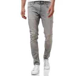 Straight-Jeans RUSTY NEAL "MELVIN", Herren, Gr. 32, Länge 34, grau, 98% Baumwolle, 2% Elasthan, unifarben, casual, Jeans, im klassischen 5-Pocket-Stil