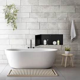 luxebath Wandnische Dusche Edelstahl mit Tür 25,5x55,5 cm Schwarz,