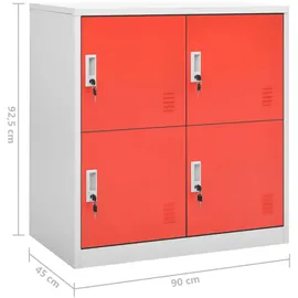 vidaXL Schließfachschränke 2 Stk. Hellgrau und Rot 90x45x92,5cm Stahl