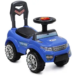 Rutscher, Kinderauto Tiger Range mit Musik- Lichtfunktion Staufach im Sitz blau