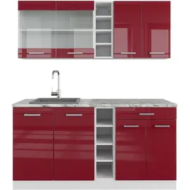 Vicco Küchenzeile R-Line 160 cm Rot Hochglanz/Weiß