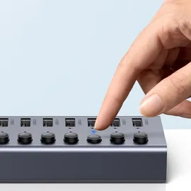 UGREEN USB-C auf 7-Port USB-A 3.0 Hub DC 12v Grau