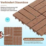 44 Stück Terrassenfliesen 4 qm, 30x30cm Kunststoff Fliesen Klickfliesen Balkonfliesen Holzoptik Gestreift, Wetterfest, Anti-Rutsch, Braun
