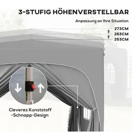 Outsunny Faltpavillon 3 x 3 m inkl. 4 Seitenteile Hellgrau