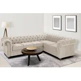 Home Affaire Chesterfield-Sofa »Chesterfield Ecksofa, auch in Leder L-Form«, hochwertige Knopfheftung, langer Schenkel links oder rechts wählbar beige