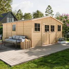 TIMBELA Gartenhaus 4,93 x 4,93 m Beige