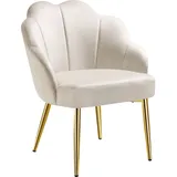 Tectake Cocktailsessel Hellen Samt 66 x 80,5 x 62 cm Creme/Gold gepolstert