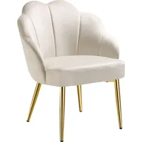 Tectake Cocktailsessel Hellen Samt 66 x 80,5 x 62 cm Creme/Gold gepolstert