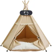 whiwhi Tipi Zelt für Haustiere mit Doppelseitigem Kissen Hundezelt Abnehmbar und Waschbar Luxery Hundehöhle Katzenzelt und Haustierhäuser 40x40x50cm