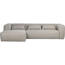 Woood Ecksofa Bean aus robustem Stoff, modern linksseitig, hellgrau, gemütlich für 3–4 Personen