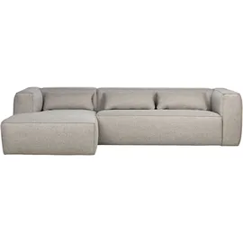 Woood Ecksofa Bean aus robustem Stoff, modern linksseitig, hellgrau, gemütlich für 3–4 Personen