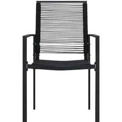 vidaXL Gartenstühle 2 Stk. PVC Rattan Schwarz