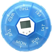 Elektronische Pillendose für 7 Tage, mit Timer und Erinnerung für Rezepte, Vitamine, Nahrungsergänzungsmittel – blaue Box