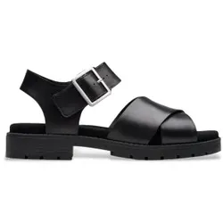 Clarks für Damen. 26181349 Orinoco Cross Ledersandalen schwarz (39), 1 bis 3 cm, Schnalle, Lässig