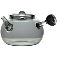 etsqwe-uk Moderne kleine Glas Teekanne, 750ml/17.5oz klare Teekannen mit verlängertem Auslauf, Kochfeld/Mikrowelle Safe Clear Borosilikatglas Teemaschine Wasserkessel für lose Blatt blühende Tee,Grau