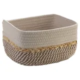 Home4You Aufbewahrungskorb, 23 x 18 cm - Beige Weiß - Baumwolle