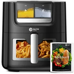 Balter Home Balter Heißluftfritteuse Airfryer Öl- & Wasser-Spray Funktion 7,2L XXL, Heissluftfriteuse, Sichtfenster inkl. 100 Rezepte, HL-710