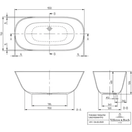 Villeroy & Boch Theano freistehende Badewanne 75 x 155 cm (UBQ155ANH7F200V01)