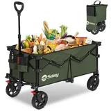 Sekey Bollerwagen Faltbar Handwagen mit Verstellbarem Handgriff 150KG 150L Olivgrün