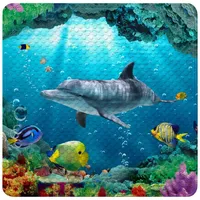 WCShop24 Badematte Delphin Korallen 53 x 53 cm,
