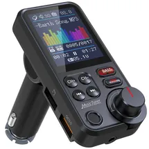 Nulaxy Bluetooth-autosender mit 1,8-zoll-farbbildschirm, Qc3.0-schnellladefunktion und Integriertem Mikrofon für Freisprechanrufe,