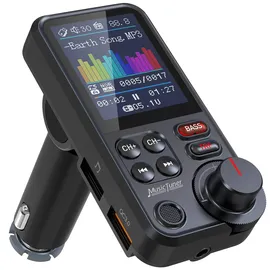 Nulaxy Bluetooth-autosender mit 1,8-zoll-farbbildschirm, Qc3.0-schnellladefunktion und Integriertem Mikrofon für Freisprechanrufe,